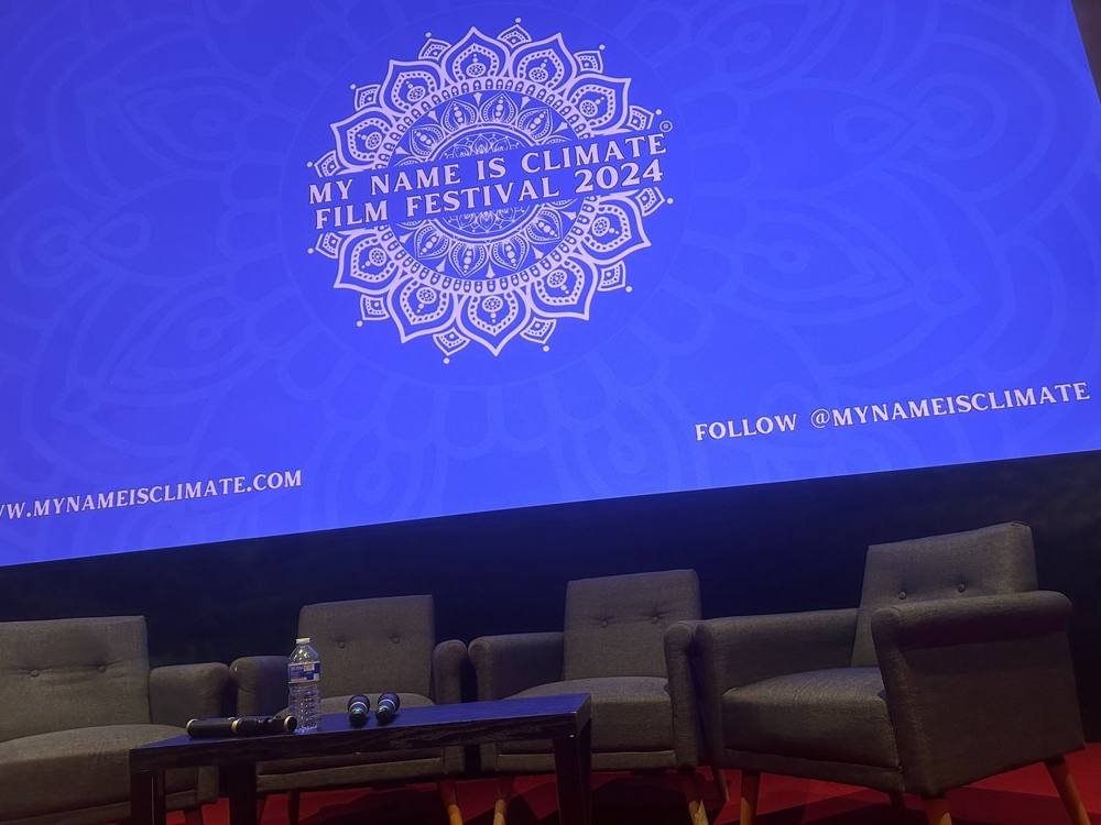 Festival screening hall with the My Name Is Climate banner