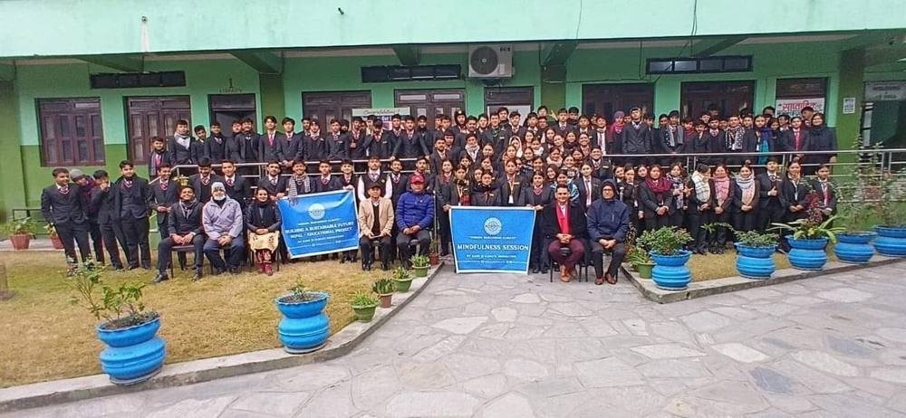 Students gathered at a school in Nepal for a My Name Is Climate session